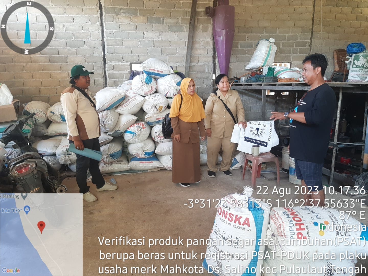 Verifikasi PSAT-PDUK Beras dari Pelaku Usaha PSAT Desa Salino, Kecamatan Pulau Laut Tengah