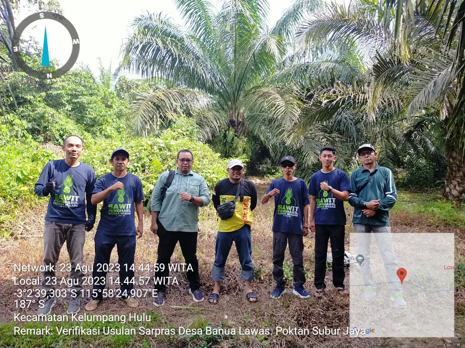 Dinas Ketahanan Pangan dan Pertanian bidang Perkebunan melakukan Kegiatan Verifikasi usulan Peremajaan Kelapa Sawit (PSR), Sarpras Dana Badan Pengelola Dana Perkebunan Kelapa Sawit (BPDPKS) di desa Banua Lawas Kecamatan Kelumpang Hulu.